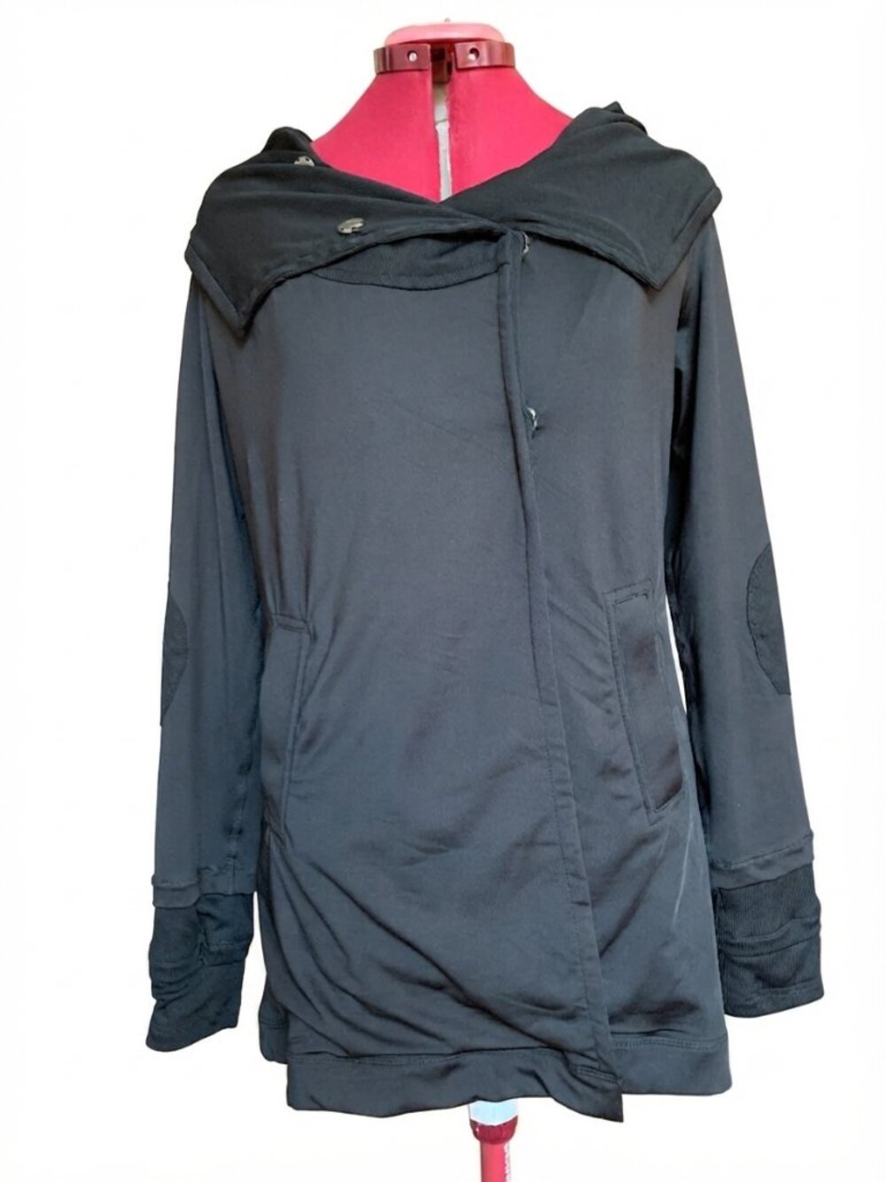 Heidi Klum for New Balance Black Asymmetric Snap-Up Athletic Jacket – Size Large